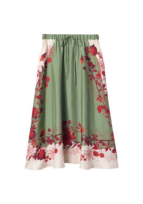 Gonna Drawstring - Woodland Placée Camouflage in Silk Twill LA DOUBLE J | SKI0106-SIL006WOD01GR08